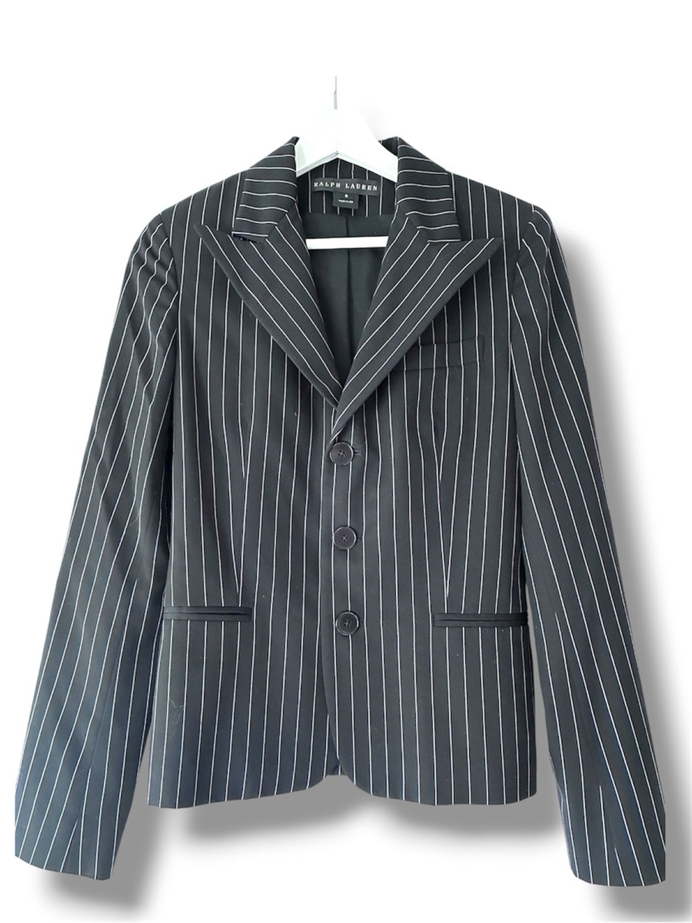 Ralph Lauren Black Label Black and cream Pinstripe Blazer size US6
